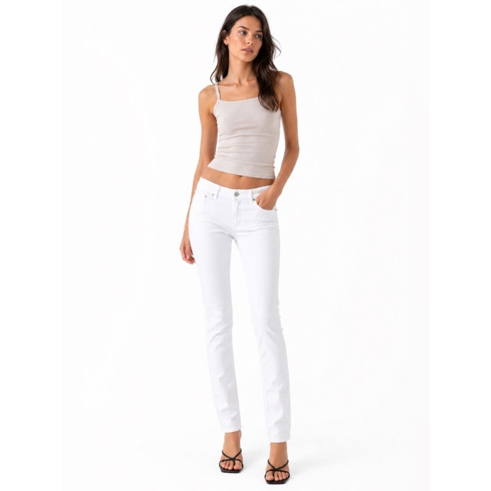 Paige Skyline Womens Low Rise Slim Fit White Jeans 29 Denim Y2K Quiet Luxury